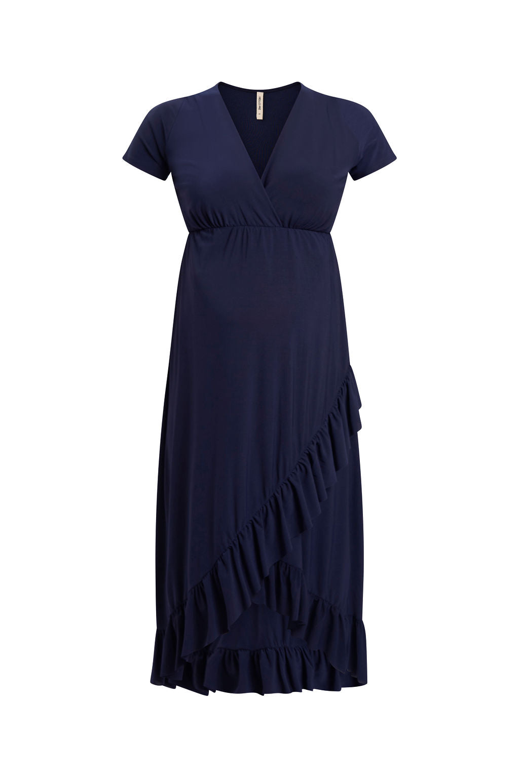 Hi-Lo Frill Detail Maternity/Nursing Midi Dress Navy / Large Hi-Lo Frill Detail Maternity/Nursing Midi Dress Navy / Large