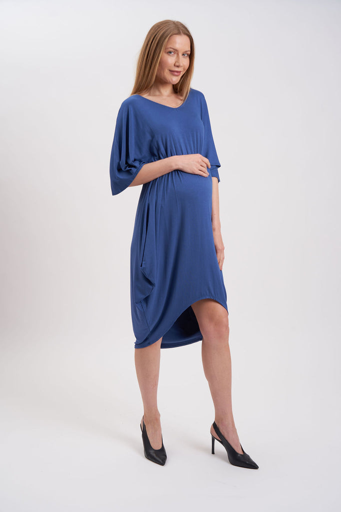 high low maternity cocktail dress Black Solid Hi-Low Maternity Wrap Dress