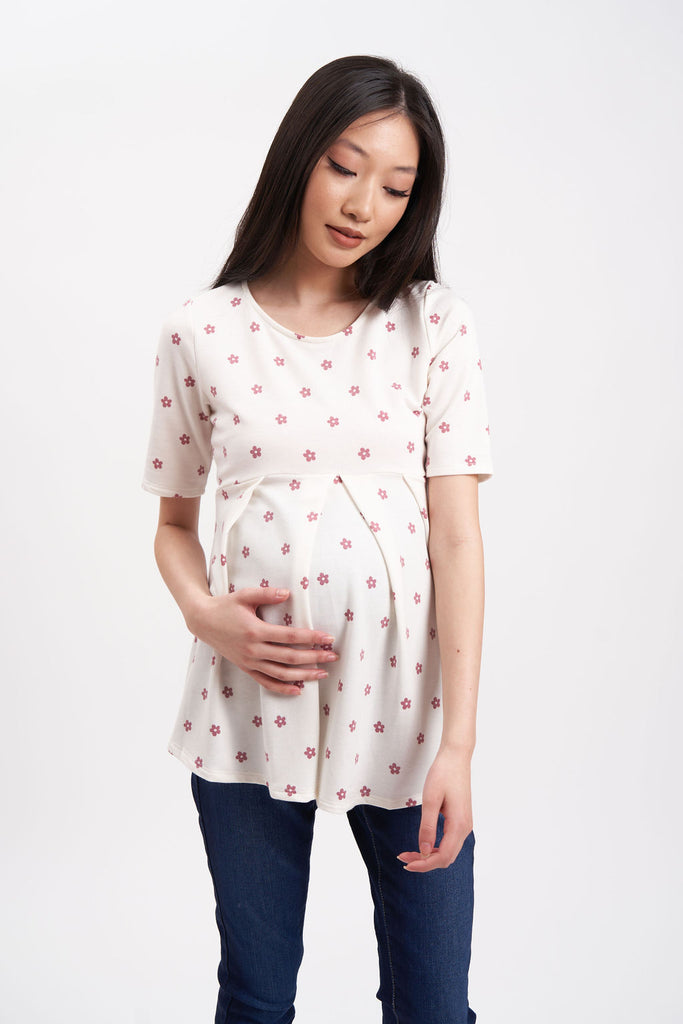 Fold pleat maternity shirt