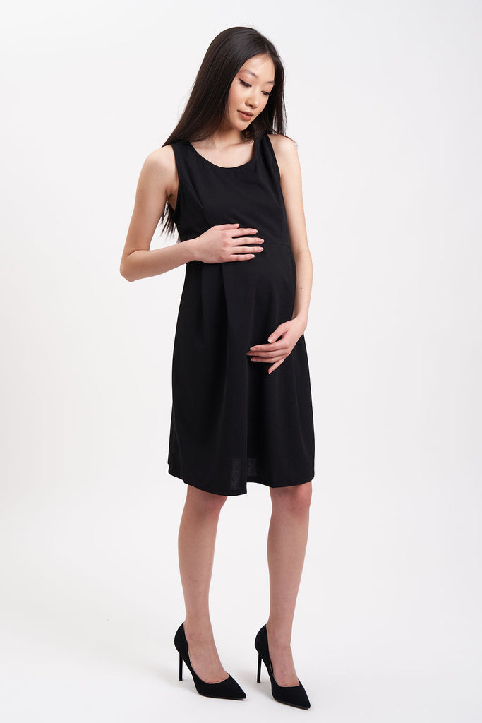 Sleeveless mini skater maternity dress